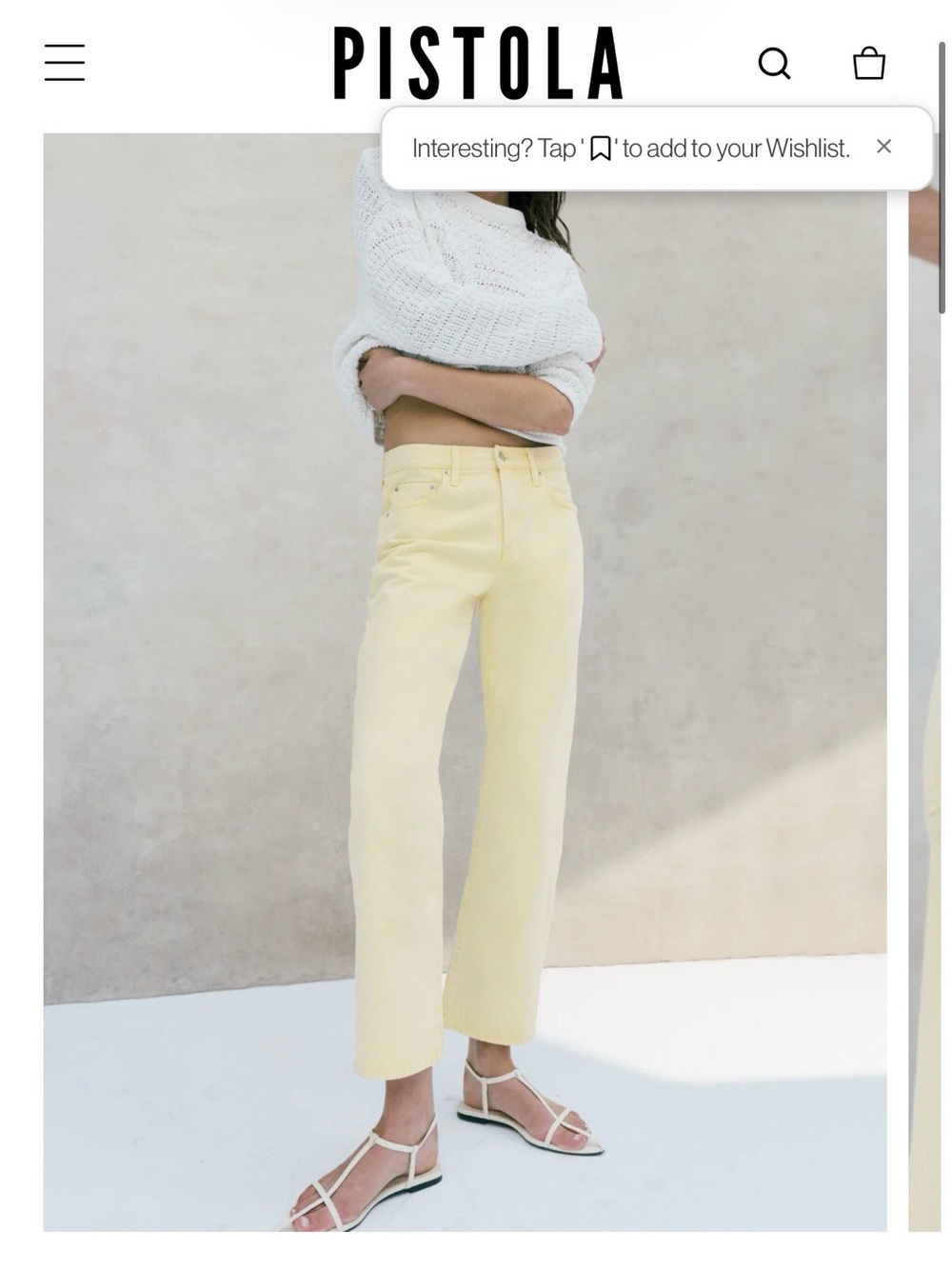 Pistola mid-rise Straight Leg Jeans in Pale Yellow
